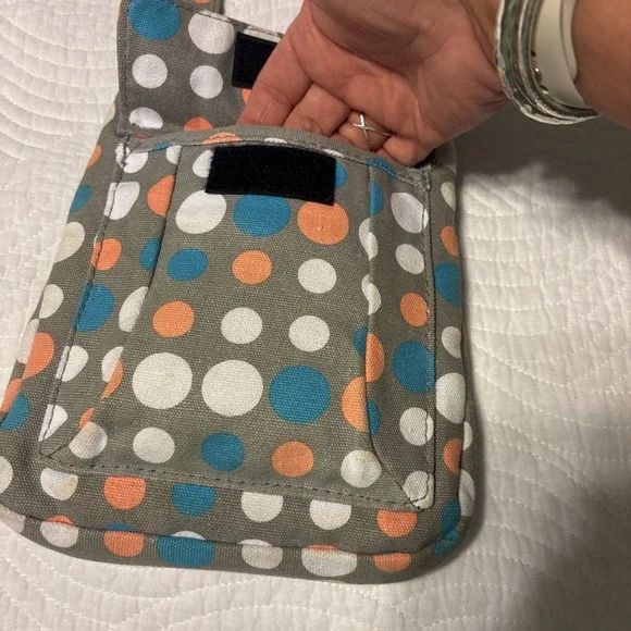 Kavu Keeper Polka Dot Messenger Crossbody Bag, Gray Multicolor - Picture 3 of 11